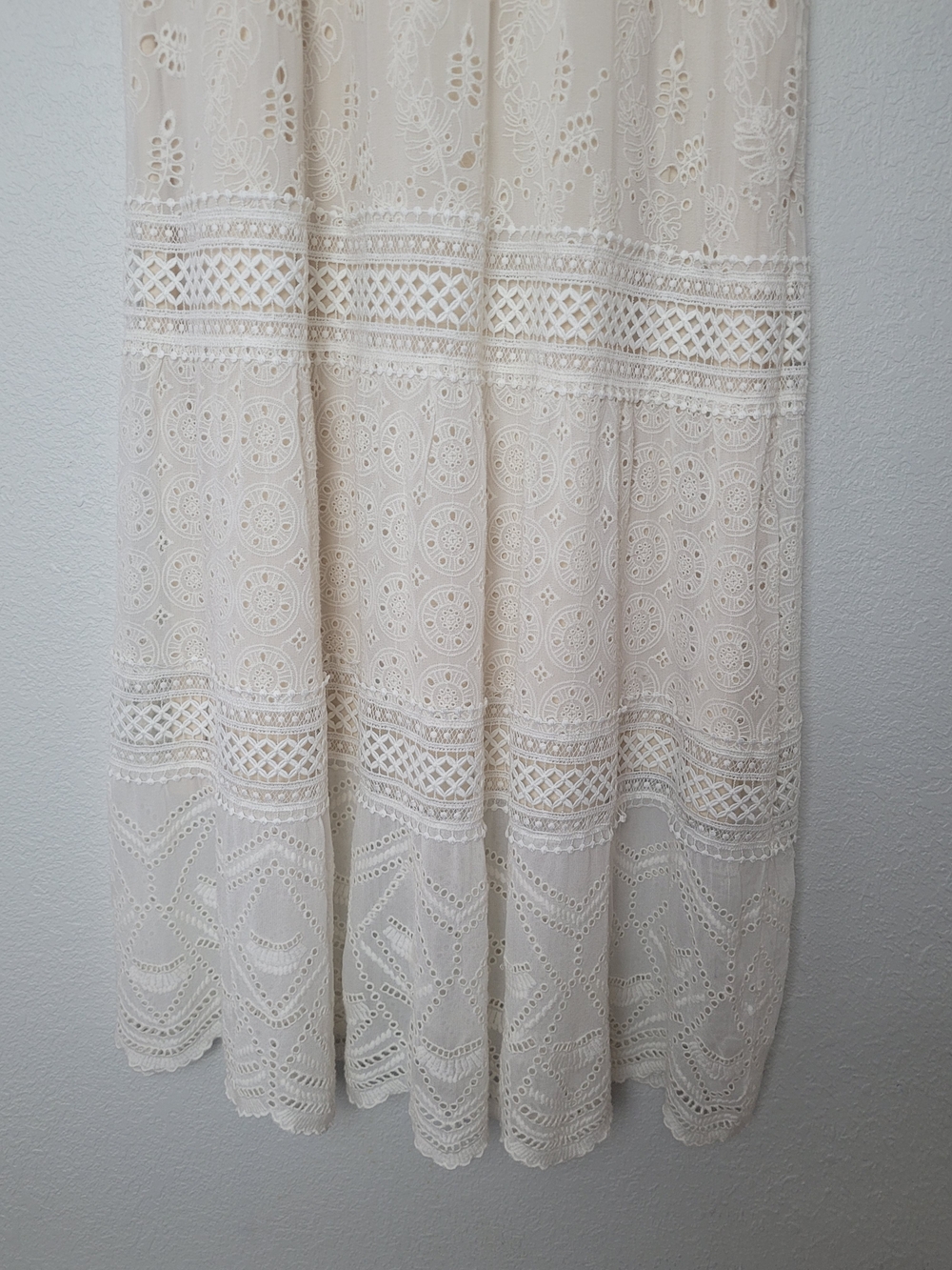 Sundance Cream Lace Tiered Midi Dress - Picture 2 of 11